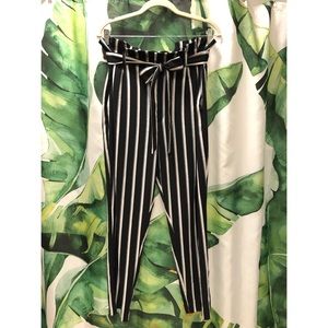 H&M Striped Paperbag Waist Pants